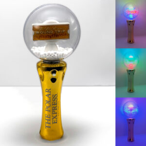 THE POLAR EXPRESS™ Spinning Light Wand-Gold$17.99Add a whimsical touch to your Polar Express journey with our 8.5” snow globe spinning light wand. Featuring a golden ticket accented by orbiting snowballs and multi color lights. Simply press a button to activate the festive light show. AAA batteries included.